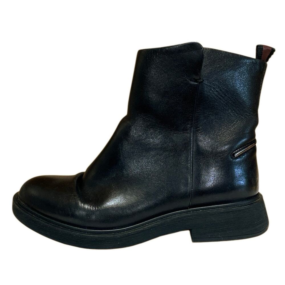 Franco Sarto Bealy Women's Black Leather Zip Up Round Toe Ankle Boots Size 6.5